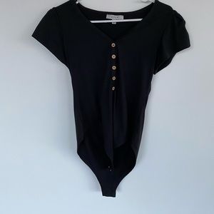 Faux button down black body suit